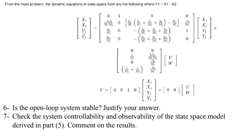 Solved From the main problem, the dynamic equations in | Chegg.com