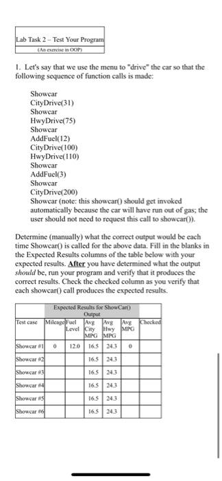 Lab Task 2 - Test Your Program (An exercise in DOP) | Chegg.com