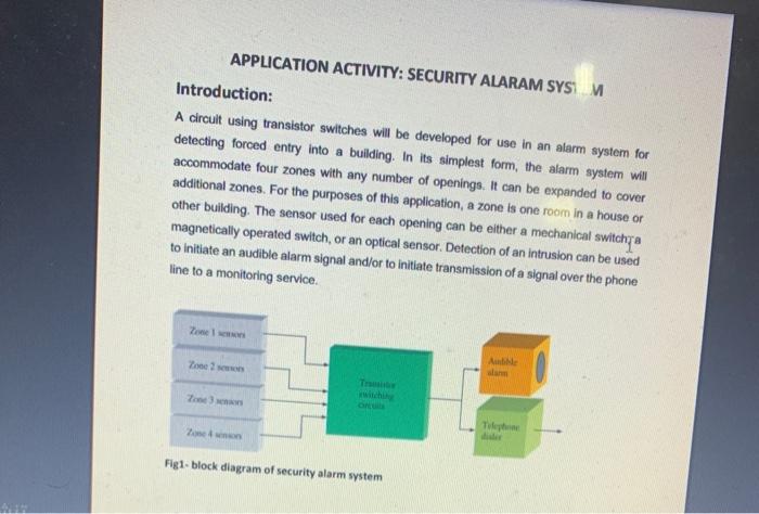 APPLICATION ACTIVITY: SECURITY ALARAM SYSIM | Chegg.com