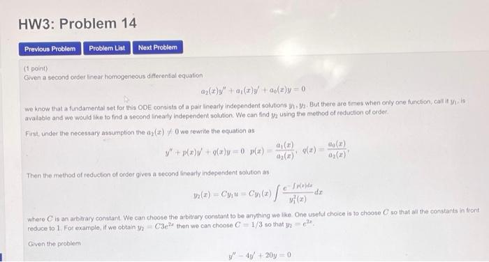 Solved HW3: Problem 14 Previous Problem Problem List Next | Chegg.com