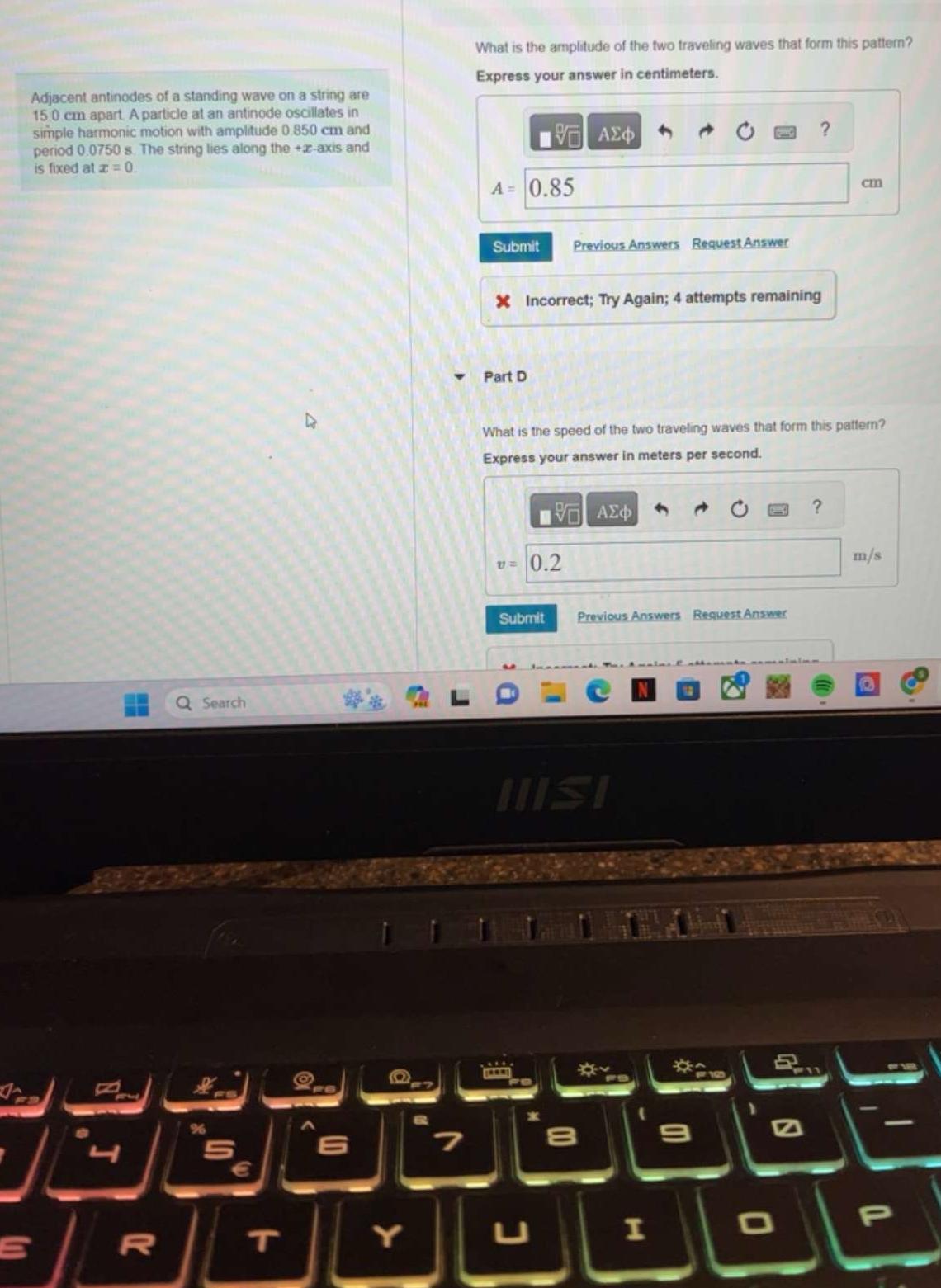 Solved What is the amplitude of the two traveling waves that | Chegg.com