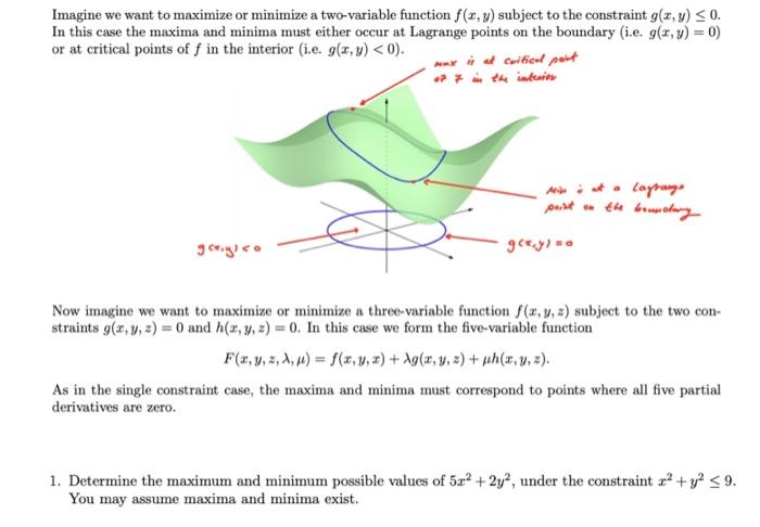 Solved Imagine we want to maximize or minimize a | Chegg.com