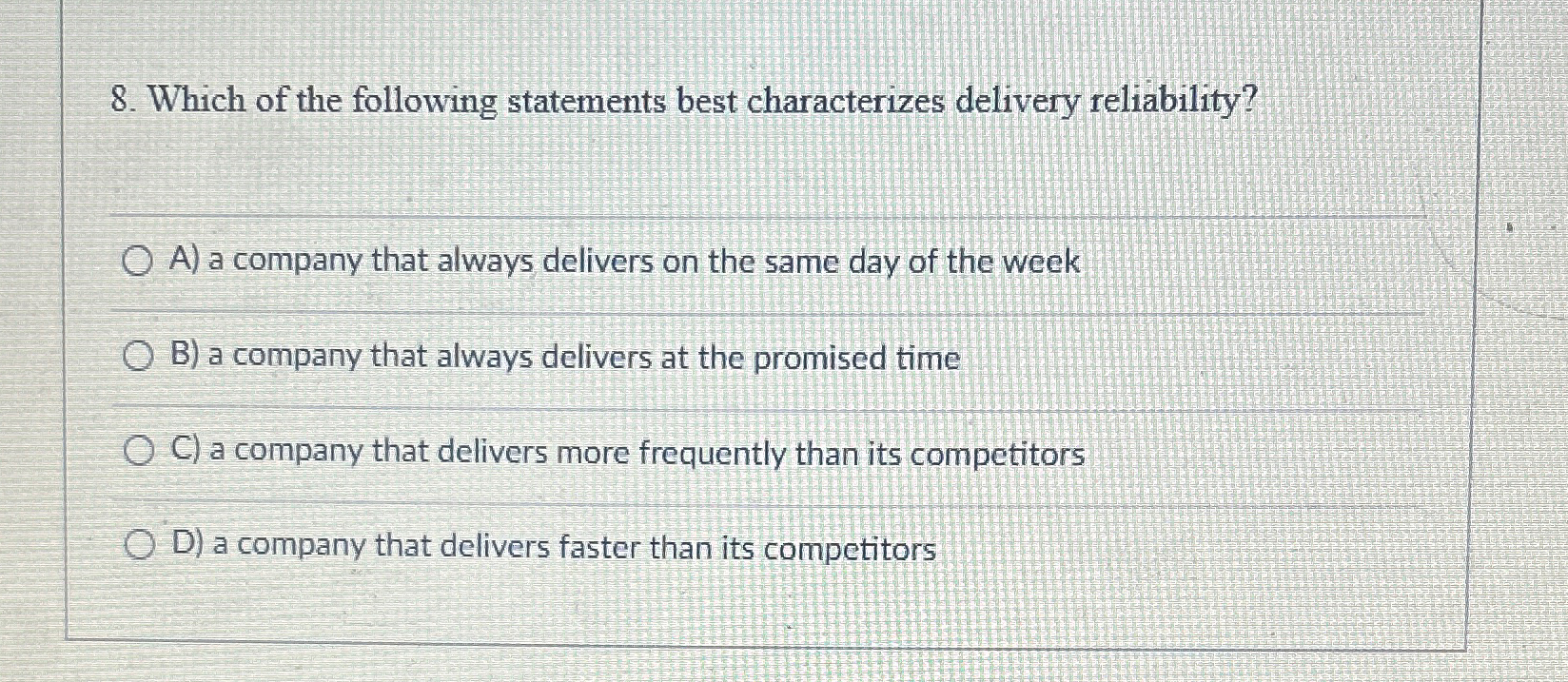 Solved Which of the following statements best characterizes | Chegg.com