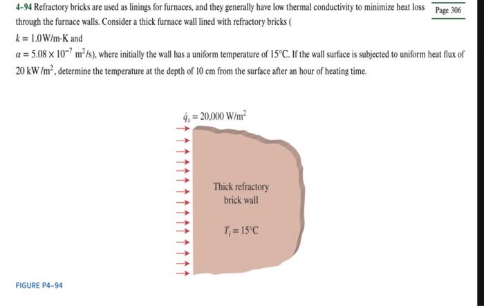 Solved 4-94 Refractory bricks are used as linings for | Chegg.com