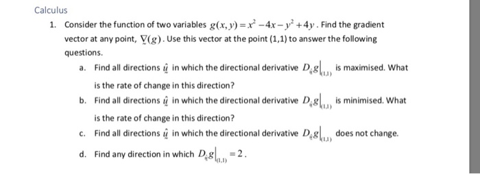 Solved Calculus 1 Consider The Function Of Two Variables Chegg Com
