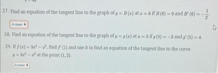Solved 27. Find an equation of the tangent line to the graph | Chegg.com