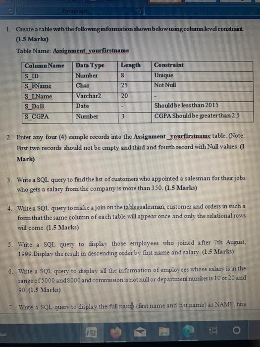 Solved 5. Write a SQL query to display those employees who | Chegg.com