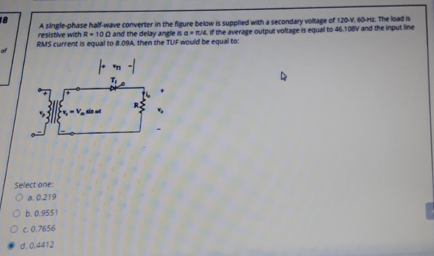 Solved A single-phase full-wave converter in the figure | Chegg.com