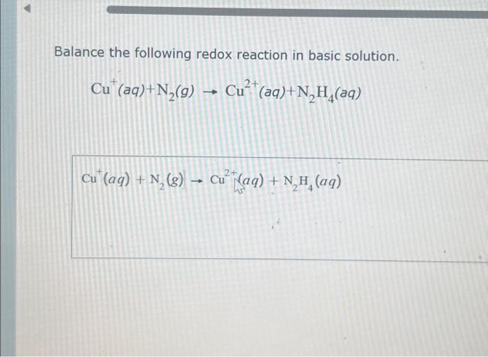 Solved Balance The Following Redox Reaction In Basic