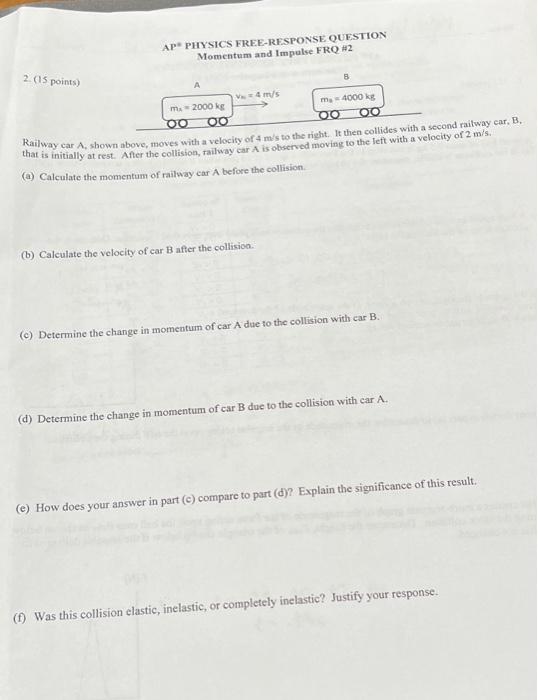 Solved AP PHYSICS FREE-RESPONSE QUESTION Momentum And | Chegg.com