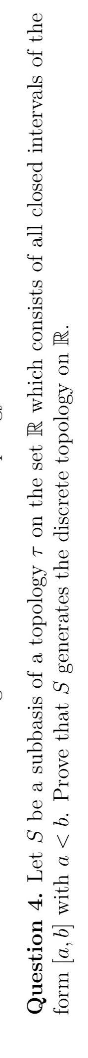 Solved Question 4. ﻿Let S ﻿be a subbasis of a topology τ ﻿on | Chegg.com