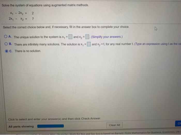 Solved Solve the system of equations using augmented matrix | Chegg.com