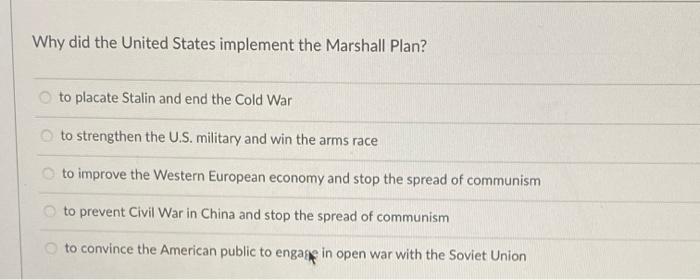 Solved Why did the United States implement the Marshall | Chegg.com