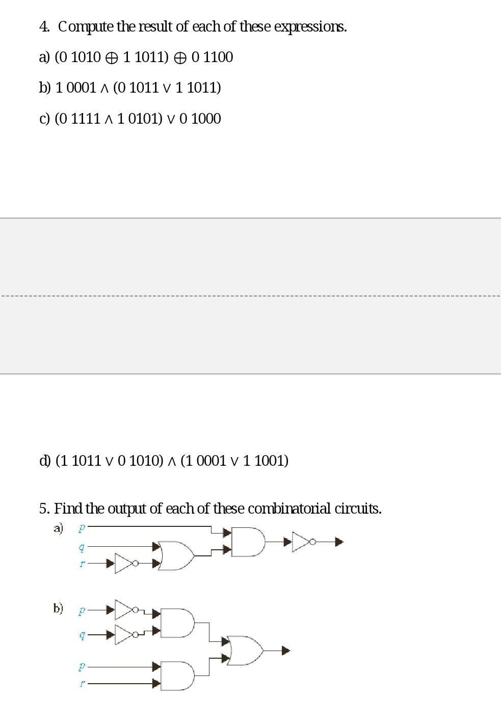 Solved 4. Compute the result of each of these expressions. | Chegg.com