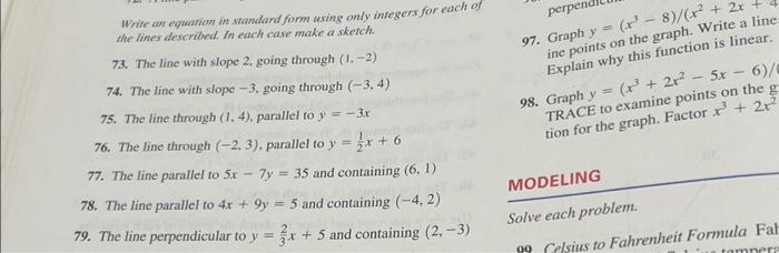 Solved Write an equation in standard form using only | Chegg.com