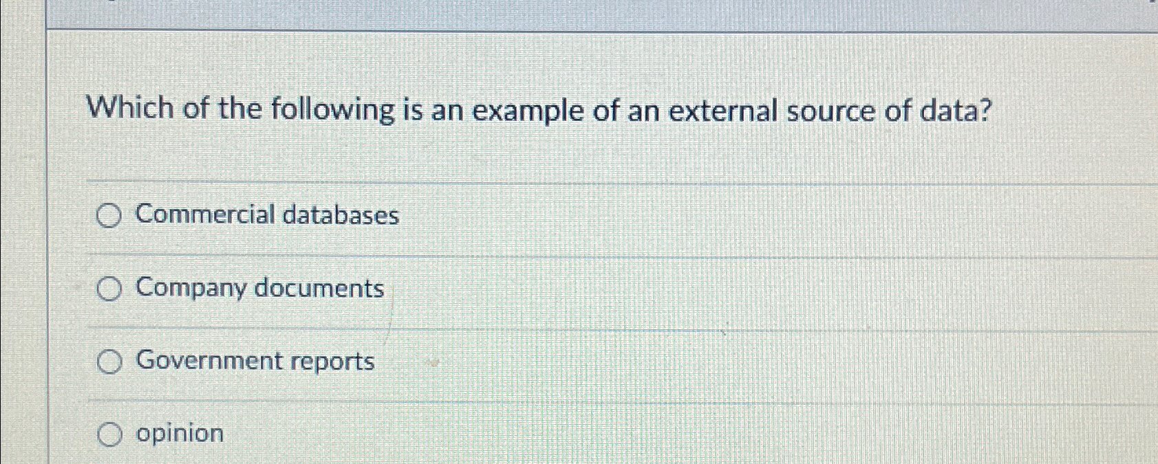 Solved Which of the following is an example of an external | Chegg.com