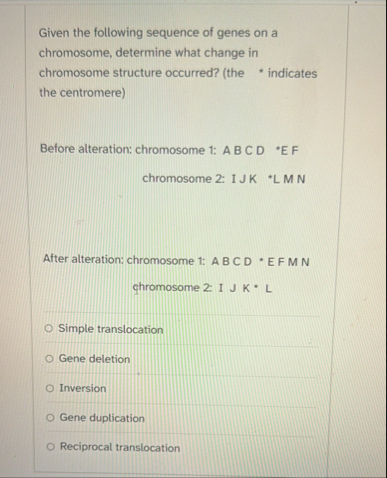 Solved Given the following sequence of genes on a | Chegg.com