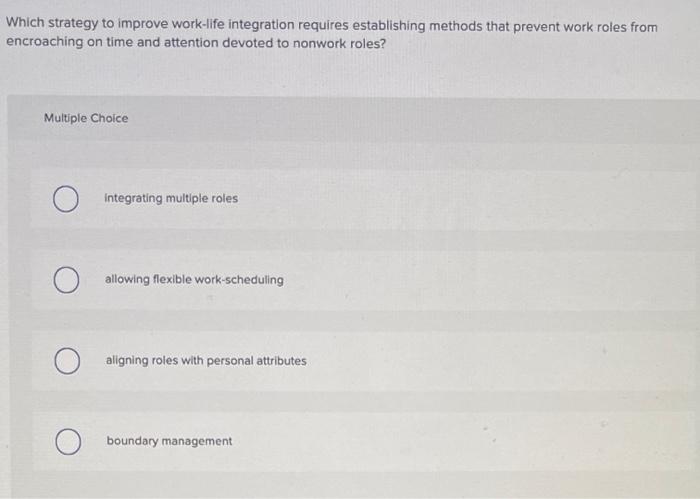 Solved Which strategy to improve work-life integration | Chegg.com
