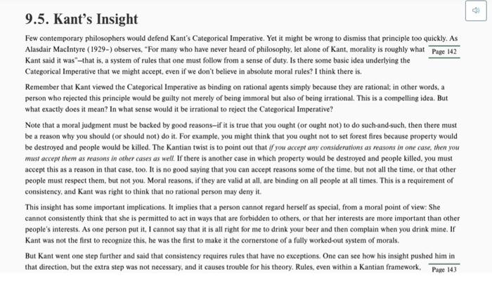 9 5 Kant S Insight Few Contemporary Philosophers Chegg Com