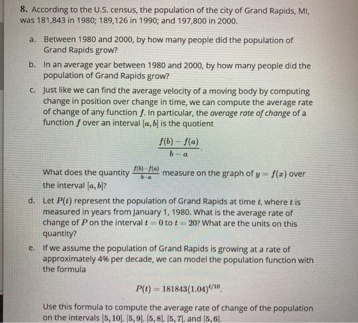 Solved 8. According to the U.S. census, the population of