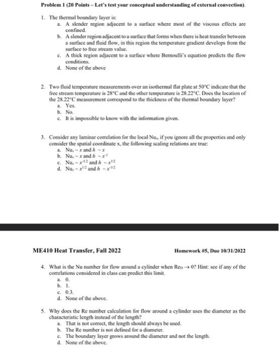 Problem 1 (20 Points - Let's test your conceptual | Chegg.com
