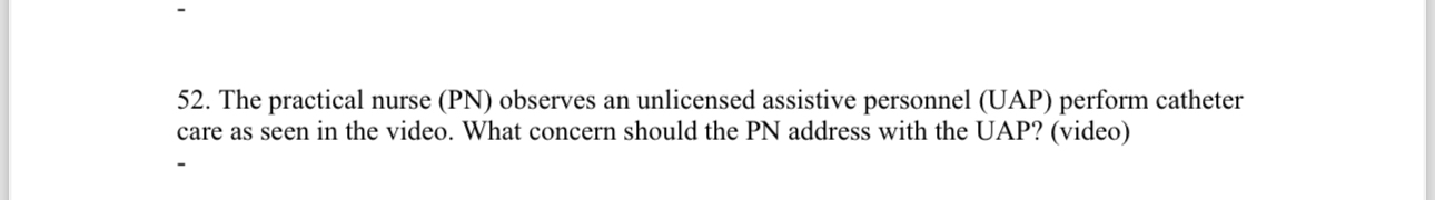 Solved The practical nurse (PN) ﻿observes an unlicensed | Chegg.com