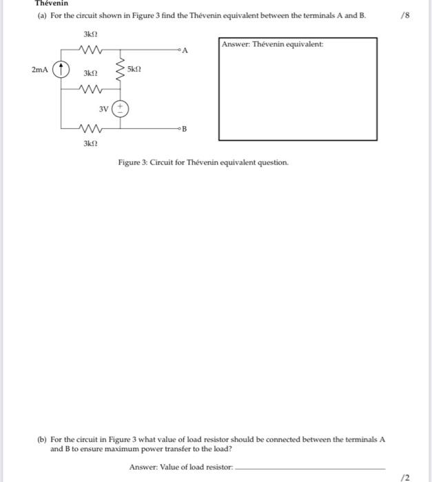Solved Thevenin (a) For the circuit shown in Figure 3 find | Chegg.com