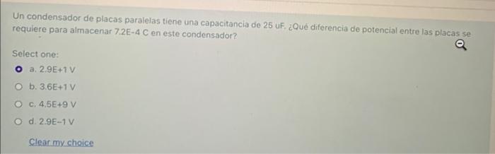 Un condensador de placas paralelas tiene una capacitancia de 25 uF. ¿Qué diferencia de potencial entre las placas se requiere