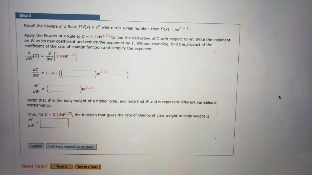 Solved Step 2 Recall The Powers Of X Rule If F X X W Chegg Com