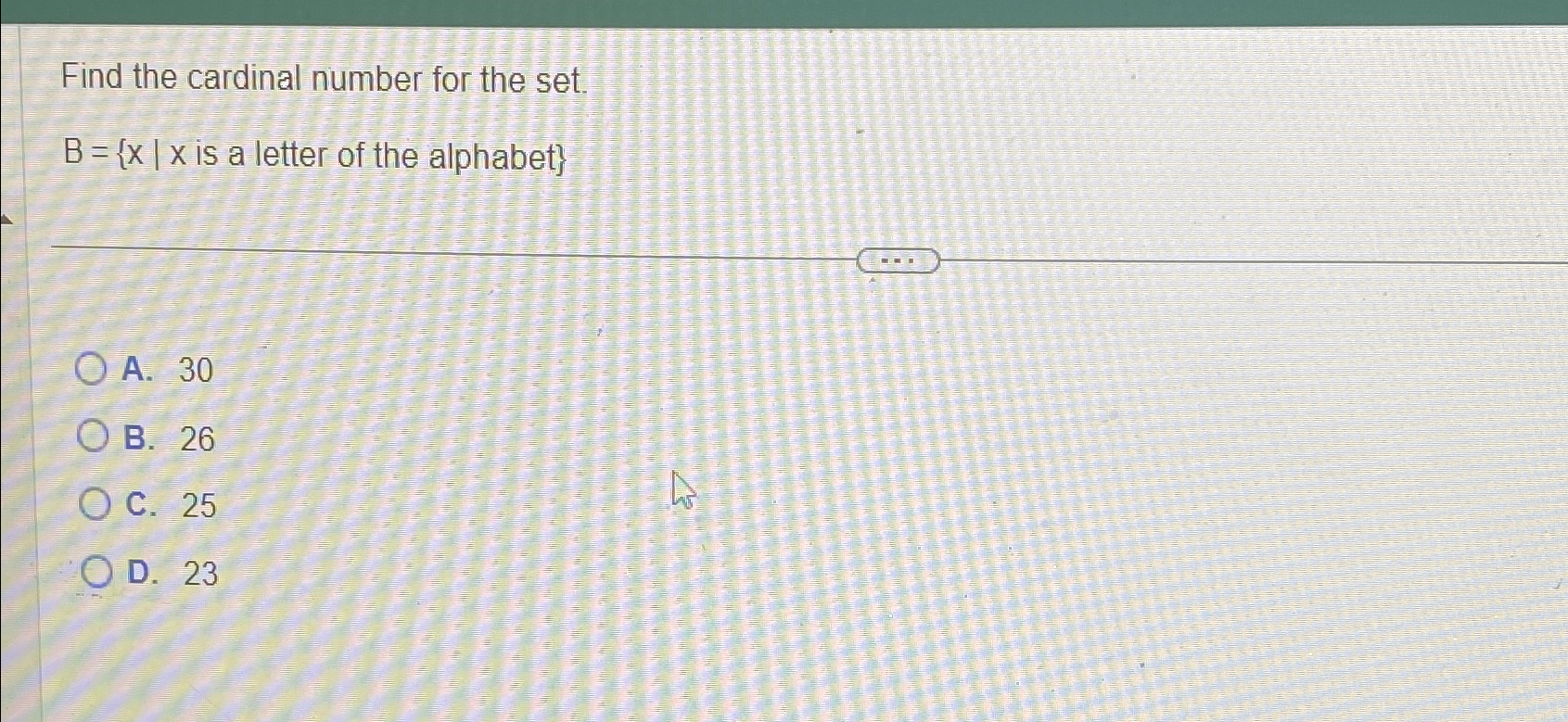 Solved Find The Cardinal Number For The Set. Is A Letter Of | Chegg.com