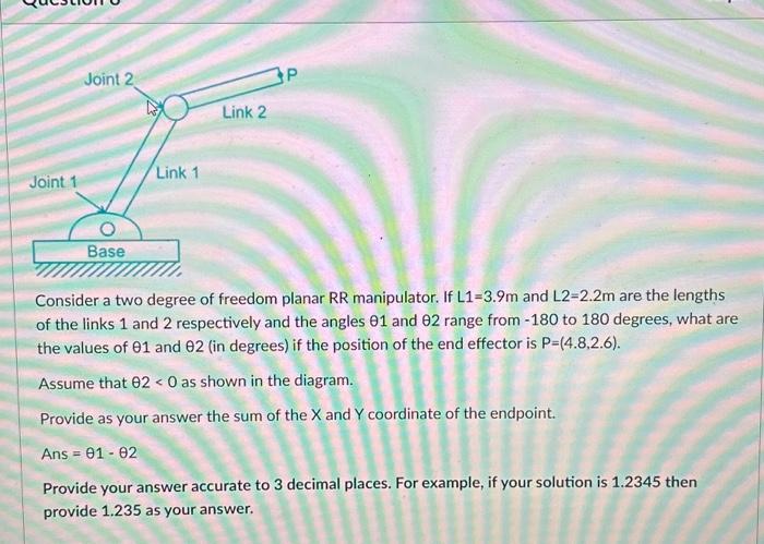 Solved Consider a two degree of freedom planar RR | Chegg.com