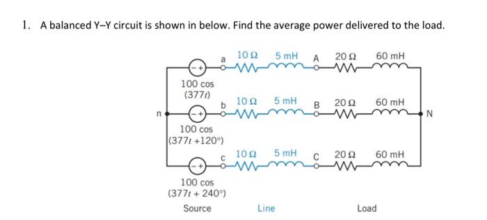 Solved 1. A Balanced Y−y Circuit Is Shown In Below. Find The 