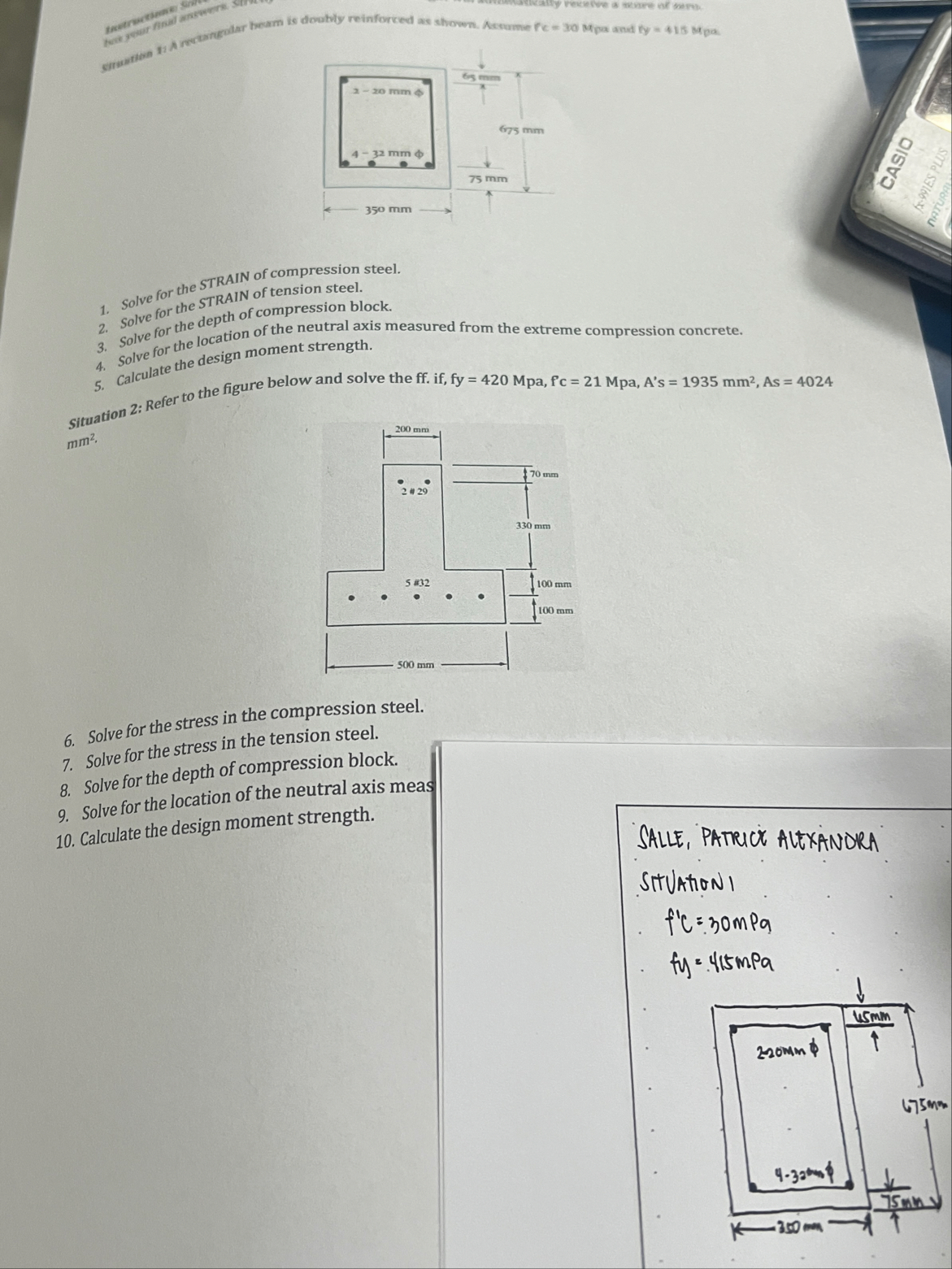 Solved Solve for the STRAIN of compression steel.Solve for | Chegg.com