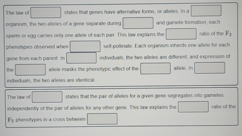 Solved The law oforganism, the two aleles of a gene separate | Chegg.com