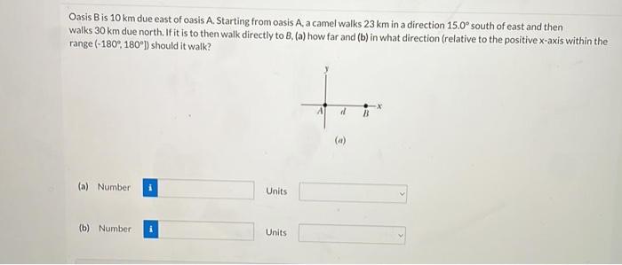 Solved Oasis B Is 10 Km Due East Of Oasis A. Starting From | Chegg.com