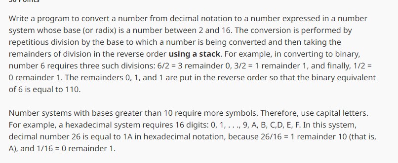 Solved Write a program in JAVA to convert a number from | Chegg.com