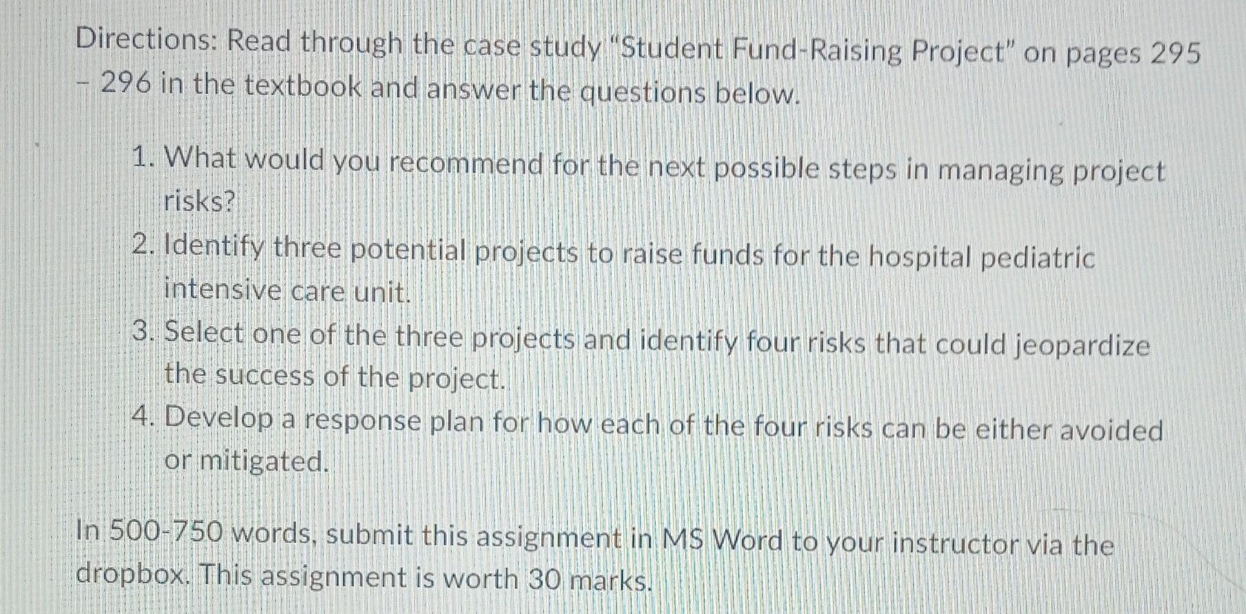 case study 3 student fund raising project