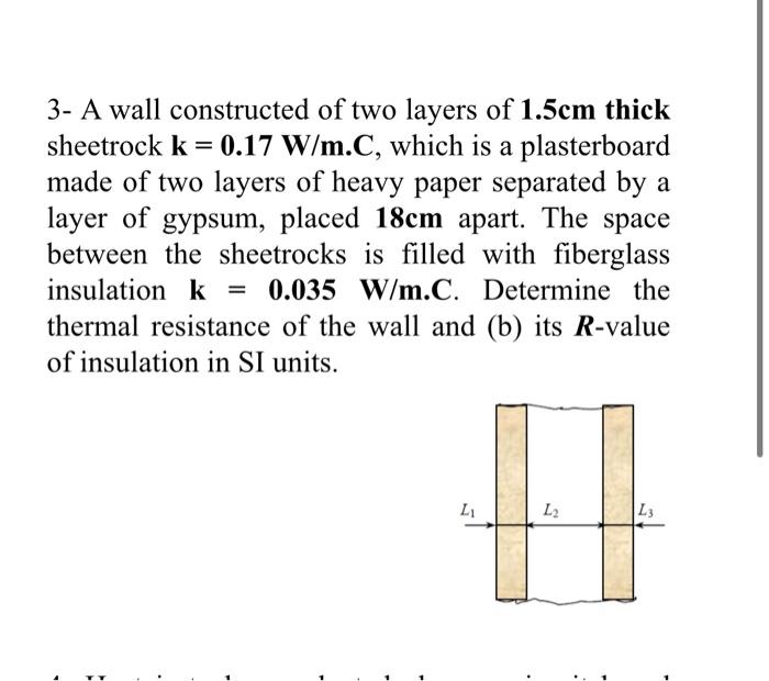 Solved 3- A wall constructed of two layers of 1.5cm thick | Chegg.com