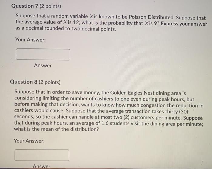 Solved Question 7 (2 points) Suppose that a random variable | Chegg.com