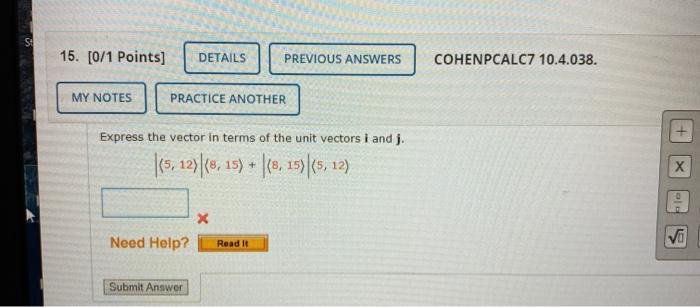 Solved express the vector in terms of the unit vectors i and | Chegg.com