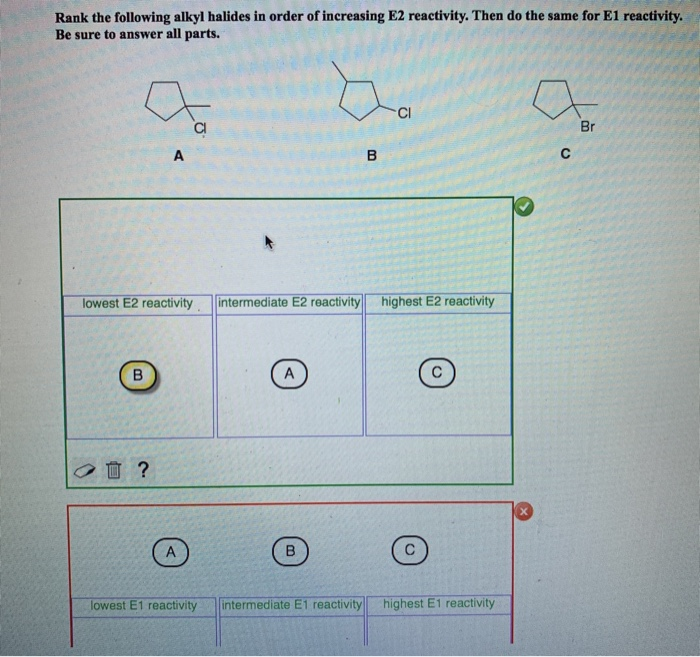 Solved Rank The Following Alkyl Halides In Order Of