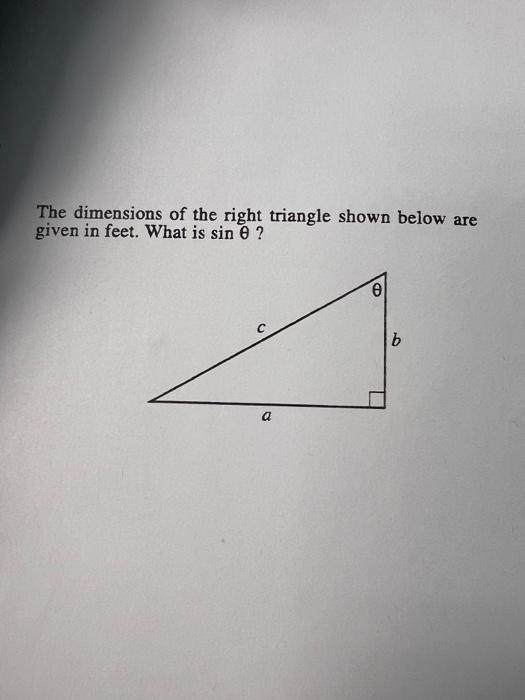 Solved The dimensions of the right triangle shown below are | Chegg.com