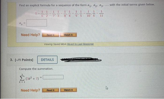 Solved Find An Explicit Formula For A Sequence Of The Form 9187