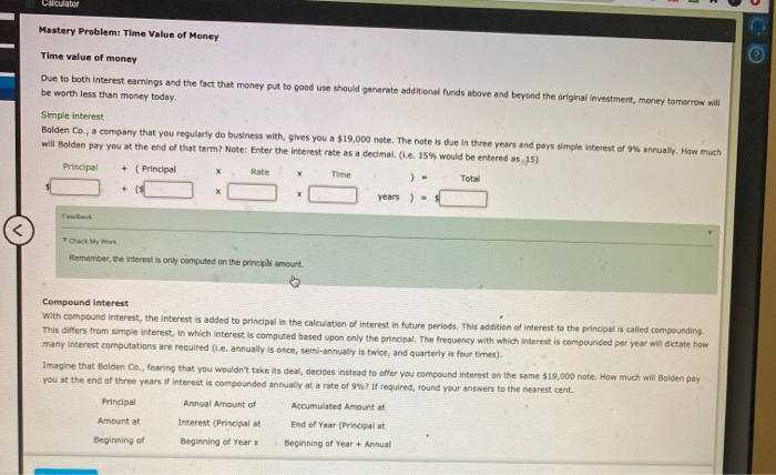 Solved Calculator Mastery Problem: Time Value of Money Time | Chegg.com
