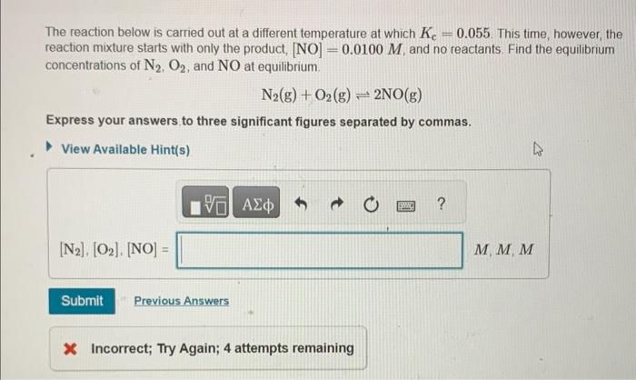 Solved The reaction below is carried out at a different | Chegg.com