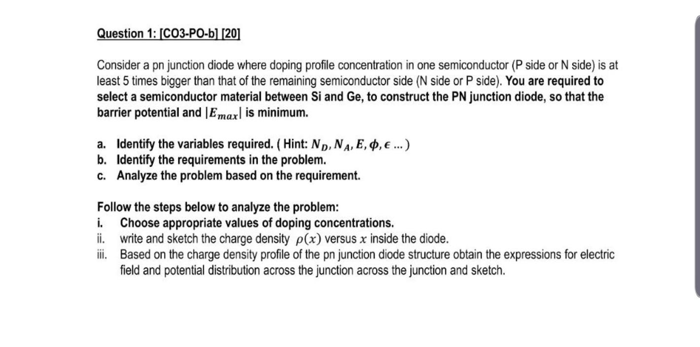 Solved Consider a pn junction diode where doping profile | Chegg.com