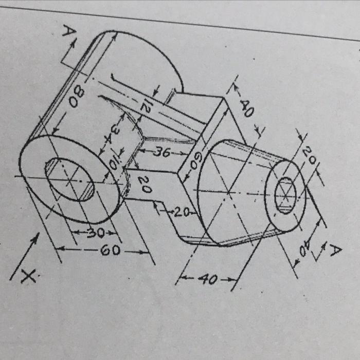 Solved using third angle projection draw : 1- front view 2- | Chegg.com