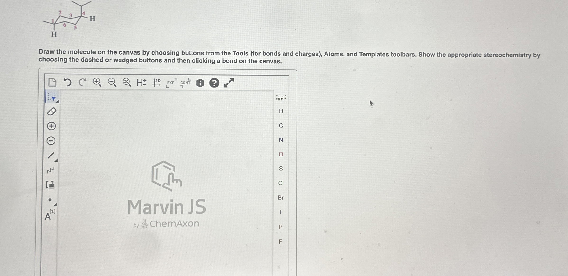 Solved Draw the molecule on the canvas by choosing buttons