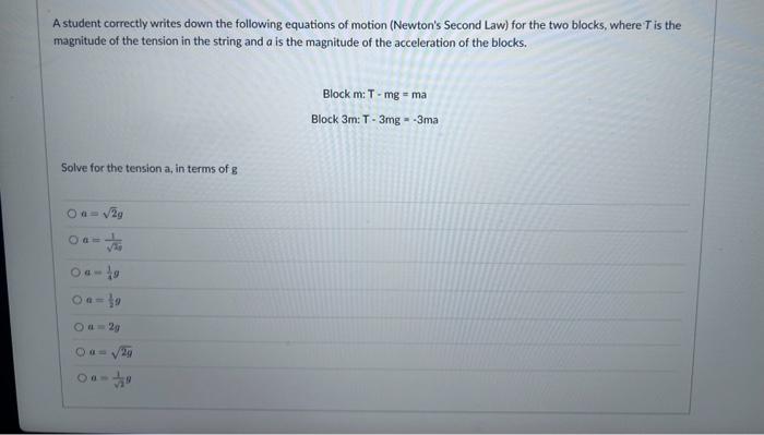 Solved An Atwood's Machine consists of two blocks suspended | Chegg.com