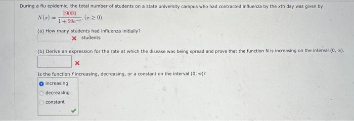 Solved During a flu epidemic, the total number of students | Chegg.com